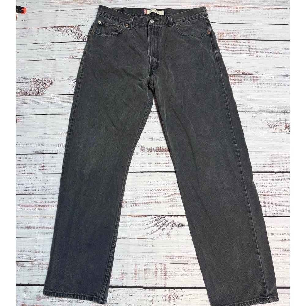 Levis 550 Jeans 36x32 Relaxed Fit Tapered Leg Faded Black Cotton Denim